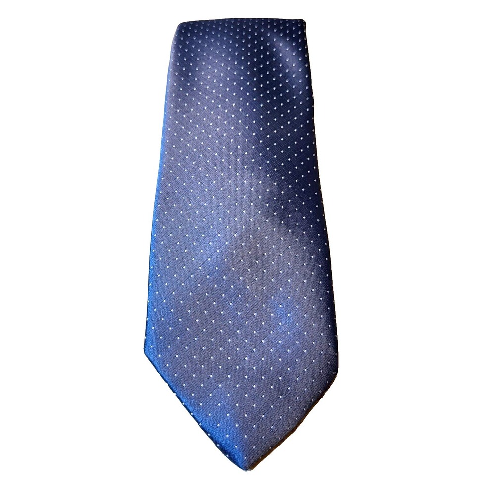 Vintage Robert Stewart Gimbels Dark Gray White Polka Dot‎ Polyester Pointed Tie